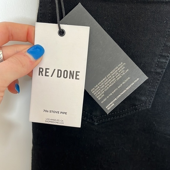 Re/Done 70's Stove Pipe Jeans in Black Size 24 - Picture 10 of 14